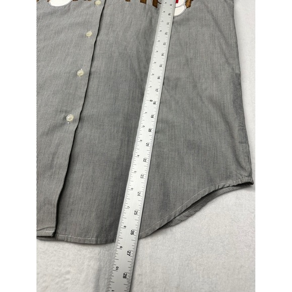 Karen Scott Striped Christmas Holiday Snowman Embroidered Top Blouse Medium‎ - Picture 8 of 8